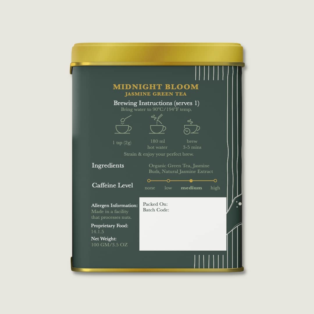 Luxmi Estates Midnight Bloom Jasmine Green Tea Pack Of 2 - 100gm, 3.5 Ounce, 50 Cups In Each | USDA Certified Organic Tea - Low Caffeine Green Tea | Additives Free Darjeeling Green Tea Luxmi Estates Midnight Bloom Jasmine Green Tea Pack Of 2 - 100gm, 3.5 Ounce, 50 Cups In Each | USDA Certified Organic Tea - Low Caffeine Green Tea | Additives Free Darjeeling Green Tea