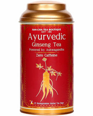 San-Cha Ayurvedic Ginseng Tea - 25 Pyramid Tea Bags | Enhance Energy, Blended With Rich Antioxidant - Zero Caffeine | Pure Herb & Spice Blend