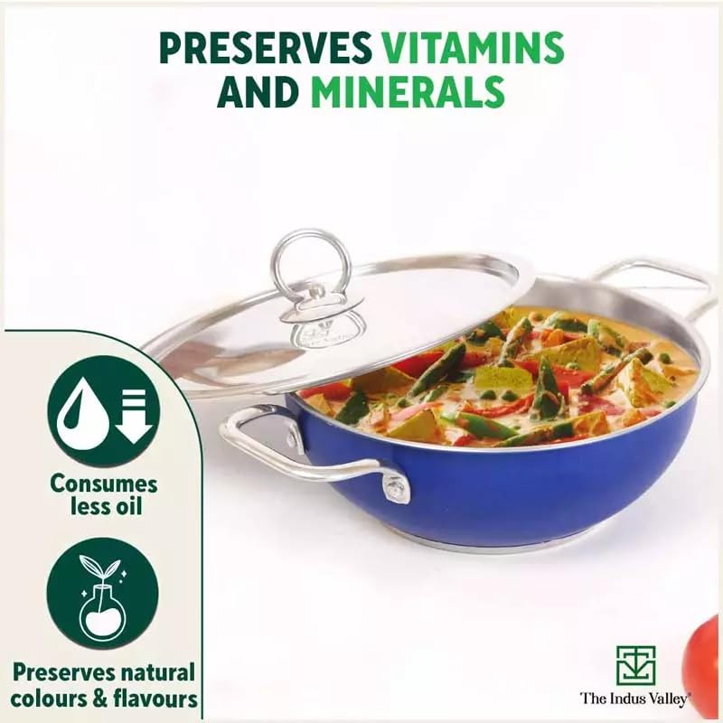 Stainless Steel Cookware Set + Free Wooden Spatula | Sauce Pan 18.7cm, 1.4 Liters + Kadai 23cm, 2.1 Liters | 3-Layer Bottom, 100% Toxin-Free, Naturally Non-Stick, Long Lasting Stainless Steel Cookware Set + Free Wooden Spatula | Sauce Pan 18.7cm, 1.4 Liters + Kadai 23cm, 2.1 Liters | 3-Layer Bottom, 100% Toxin-Free, Naturally Non-Stick, Long Lasting