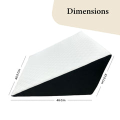Wedge Memory Foam Pillow, Back Support Pillow For Bed, White & Black Pillow | Acid Reflux, Snoring, Gerd, Leg Elevation, Pregnancy Support For Sitting & Sleeping | Wedge Cushion Pillow