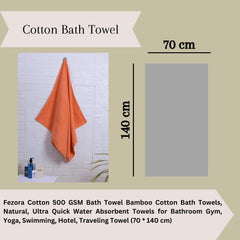 Fezora 100% Cotton Bath Towel 450 Gsm | Ultra Soft, Quick Dry, High Absorbency, Skin-Friendly Large Size Bath Towel (Orange)
