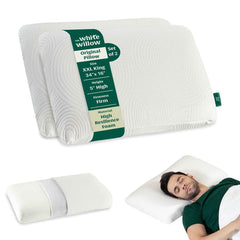 Cervical Pillow For Sleeping, Engineered Latex Soft Pillow, White - Standard Size - 5 Inch | Orthopedic Thick Pillow For Back, Side & Stomach Sleepers, Soft Pillow For Neck Pain - Set Of 2
