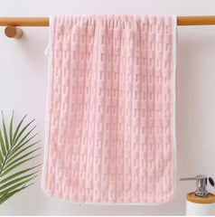 HomeCloud Korean Bath & Face Towel 400 Gsm | Plush Soft & Luxury Towel Set With Hanging Loop | 3x Softer Than Cotton Towels | Set Of 2 (Pink)