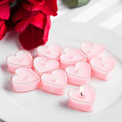 PINK ROSE FRAGRANCE HEART SHAPE TEALIGHT CANDLES SET OF 40 BURNING TIME 5 HOURS