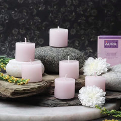 PURPLE LAVENDER FRAGRANCE VOTIVE WAX CANDLES SET OF 12 | BURNING TIME 10 HOURS