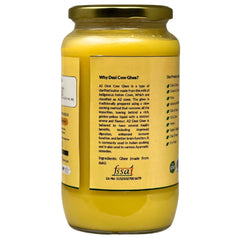 Organic Krishna A2 Desi Cow Ghee By Aadhyaa | Vedic Bilona Method Hand Churned Cultured Ghee Good For Dishes | (1 Litre) 33.8 Ounce | Jar Pack