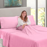 Microfiber Bedsheet With 1 Pillow Cover - Size 60 X 90 Inches, Pink | 300 Thread Count - Everyday Use Single Bedsheet