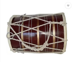 Pure Handmade Miniature Musical Instruments Wooden Kids Dholak - Dark Brown | Professional Grade Dholak, Made With Thoroughly Dried Mango Wood - Perfectly Symmetric Round Dholak