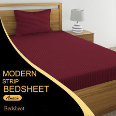 Glace Cotton 1 Single Bedsheet With 1 Pillow Cover - 60 X 90 Inches, Wine | Comfort Fabric Bedsheet Home, Hotel & Guest House