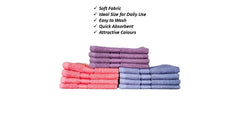 Caslino Small Cotton Face Towels 2000 Gsm | Soft & Absorbent Towel For Women & Men - Blue, Pink & Purple (Set Of 24)
