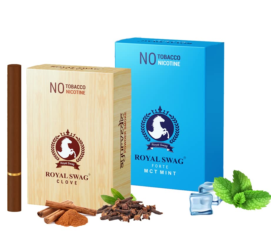 Royal Swag Ayurvedic & Herbal Cigarette, Combo Pack Of Mint, Clove Flavour Smoke (10 Stick Each) Nicotine Free & Tobacco Free Cigarettes - (Pack Of 20 Sticks) Royal Swag Ayurvedic & Herbal Cigarette, Combo Pack Of Mint, Clove Flavour Smoke (10 Stick Each) Nicotine Free & Tobacco Free Cigarettes - (Pack Of 20 Sticks)