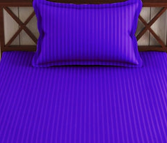 Cotton Single Bedsheet 1 Pillow Cover - 38 X 80 Inches, Dark Purple | All Around Elastic Fitted Bedsheet | Durable & Long Lasting Fabric, Naturally Breathable & Wrinkle Free