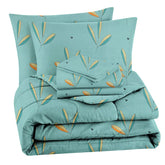 Microfiber Floral Printed AC Comforter Set King Size 1 Double Bedsheet With & 2 King Pillow Covers - 90 X 100 Inches, Sea Green | Suitable For All Weather Season - 4 Pcs Bedding Set