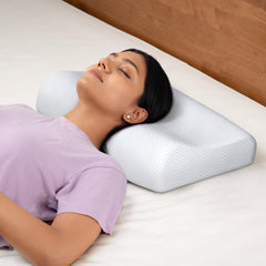 Memory Foam Pillow, Cervical Pillow For Neck Pain, White - 49.5 X 29.2 X 10.2 Cm | Orthopedic Contour Pillow, For Neck Pain, Head, Back, Shoulders, Washable, Pillow - Set Of 4
