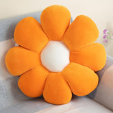 Flower Pillow Cushion, Seating Pad Sunflower Chair Cushion Throw Pillow, Orange, Size - 35 Cm | For Comfort, Home Decoration Use | For Car Room, Office, Gifts For Girls, Kids - Pack Of 1