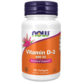 Now Foods Vitamin D - 3 400 Iu , Bone Health Support | 180 Softgels , 300gm 0.66lbs