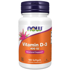 Now Foods Vitamin D - 3 400 Iu , Bone Health Support | 180 Softgels , 300gm 0.66lbs