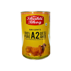 100% Pure A2 Gir Desi Ghee By Shree Shakti Bhog | High In Vitamins A, D & Healthy Desi Cow Ghee Good For Cooking | (1 Litre) 33.8 Ounce | Tin Pack