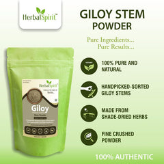 Herbal Spirit Giloy Powder Organic, Guduchi Powder, Telagapindi Powder, Giloy Churna Powder, Giloy Stem Or Giloy Stick, Tippateega Powder Organic | 250gm 0.5lbs