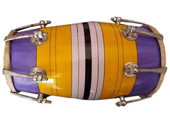 Baby Size 13 Inch Dholak With Bag Hand Percussion Drum - Indian Folk Musical Instrument | Perfectly Symmetric Round Dholak, Nickel Plated Bolts & Nuts