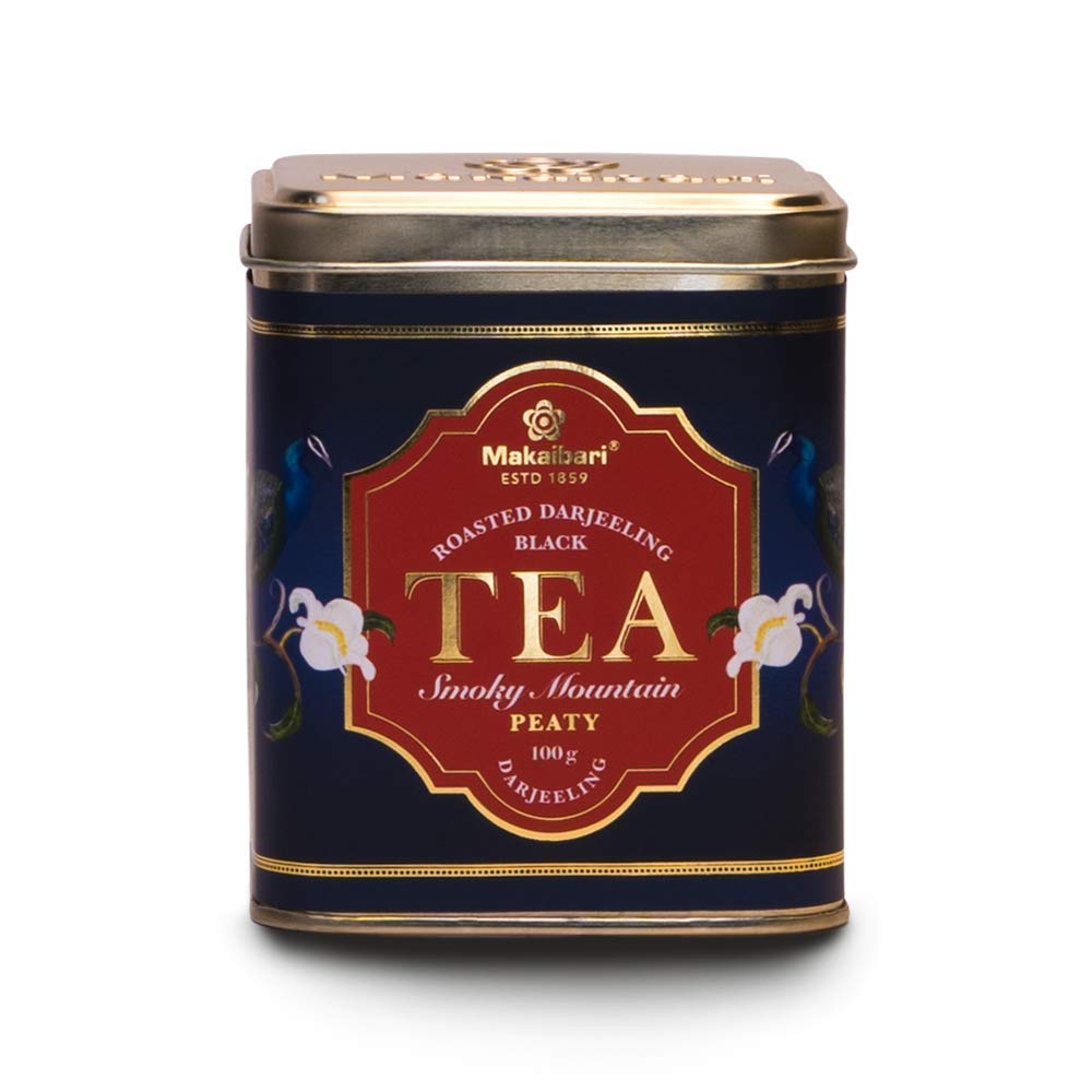 Makaibari Roasted Darjeeling Smoky Mountain Peaty Black Tea - Pack Of 2 X 100gm Tin Caddy, 3.5 Ounce Each | USDA Certified Premium Darjeeling Loose Leaf Tea - High Caffeine Loose Leaves Makaibari Roasted Darjeeling Smoky Mountain Peaty Black Tea - Pack Of 2 X 100gm Tin Caddy, 3.5 Ounce Each | USDA Certified Premium Darjeeling Loose Leaf Tea - High Caffeine Loose Leaves