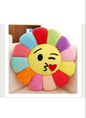 Emoji Smiley Cushion Pillow For Sofa Chair, Printed Velvet Cushion, Fly Kiss - 16 X 16 Inches | Kiss Emoji Pillows Cushion For Kids Bed Room | Soft Printed Cushions With For Gift - Pack Of 1