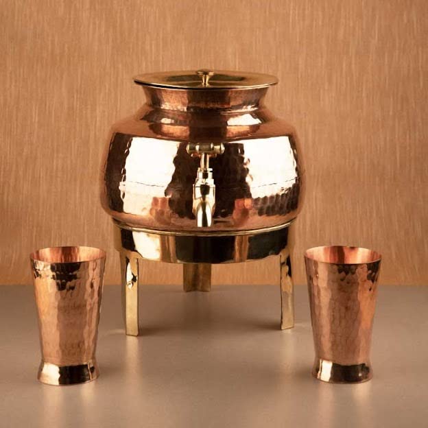 Pure Copper Water Dispenser (Matka), 10 Liters | Leak Proof Water Container Pot With Tap For Ayurvedic Health Benefits Pure Copper Water Dispenser (Matka), 10 Liters | Leak Proof Water Container Pot With Tap For Ayurvedic Health Benefits