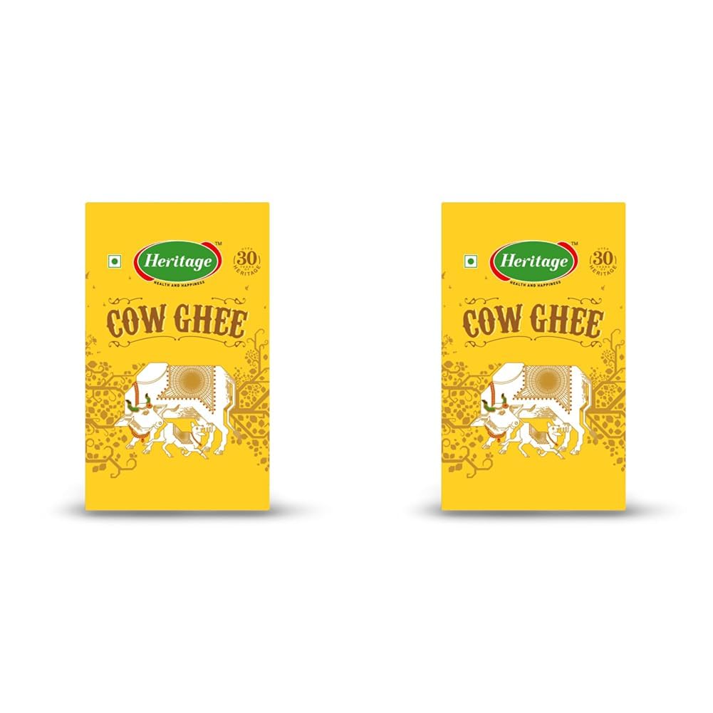 Pure Organic Cow Ghee By Heritage | Good Source Of Healthy Desi Cow Ghee Perfect For Boost Energy | 2 Litre (1 Litr * 2) 67.6 Ounce | Box Pack