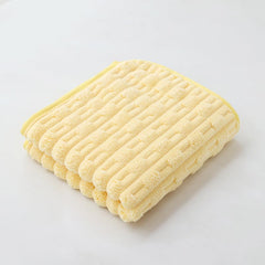 HomeCloud Korean Bath & Face Towel 400 Gsm | Plush Soft & Luxury Towel Set With Hanging Loop | 3x Softer Than Cotton Towels | Set Of 2 (Boxes Yellow)