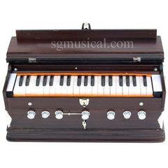 Musical Instrument Harmonium With Cover - 7 Stopper, 39 Keys, Double Bellow, Two Reeds (Base- Male), Tuning 440 Standard Pitch | Two Side Carry Handles, Jaali Frame On Keys