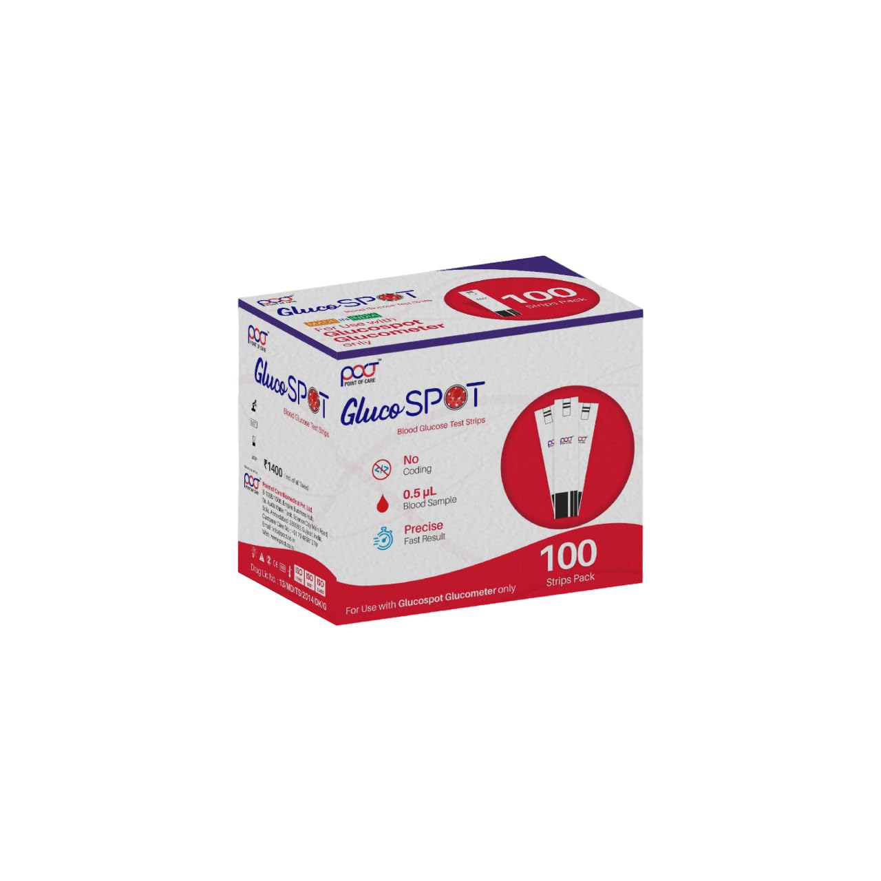 POCT Blood Glucose Test Strips - Pack Of 2X 50 Strips (Only Strips) | Blood Sugar Testing For Home & Clinical Use POCT Blood Glucose Test Strips - Pack Of 2X 50 Strips (Only Strips) | Blood Sugar Testing For Home & Clinical Use