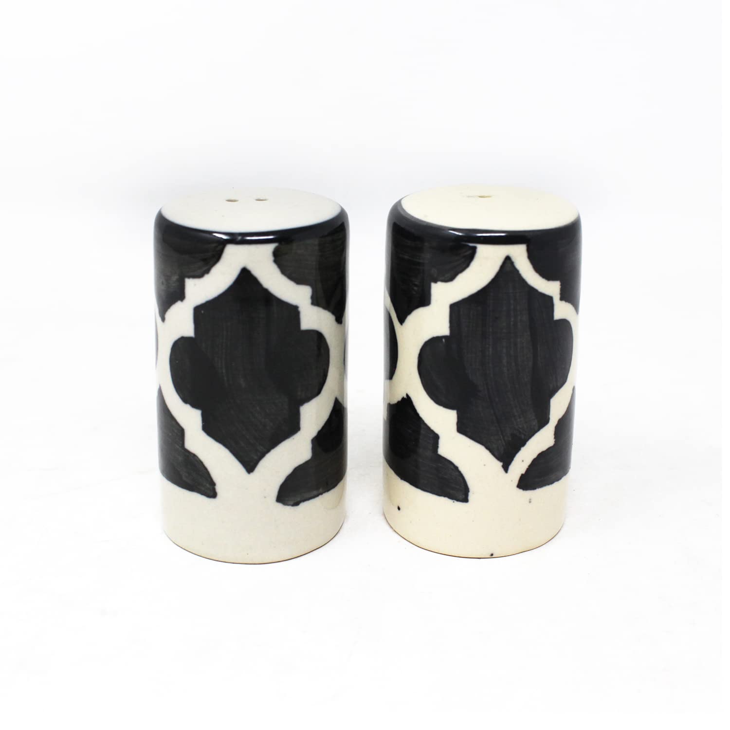 Black Moroccan Ceramic Salt & Pepper Shaker Set For Kitchen & Dining Table | 1 Salt Shaker + 1 Pepper Shaker - 2 Pieces, 80ml Each Black Moroccan Ceramic Salt & Pepper Shaker Set For Kitchen & Dining Table | 1 Salt Shaker + 1 Pepper Shaker - 2 Pieces, 80ml Each