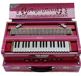 Musical Instrument Harmonium With Full Padding Chain Cover - 9 Scale Changer (With Coupler), 37 Italian Keys, 3 3/4 Octave, 3 Set Of Premier Star Reeds (Base, Male & Female)