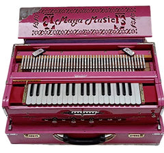 Musical Instrument Harmonium With Full Padding Chain Cover - 9 Scale Changer (With Coupler), 37 Italian Keys, 3 3/4 Octave, 3 Set Of Premier Star Reeds (Base, Male & Female)