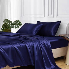 Single Bed Silk Flat Bedsheet - 60x90 Inches, Blue | Luxuriously Soft, Smooth & Skin-Friendly | Elegant, Breathable & Durable Bedding For All Seasons | Perfect For Daily Use