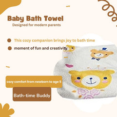 Teddyify Soft Cotton Baby Bath Towel 250 Gsm | Infants, New Born Babies Towel High Absorbent, Soft Cotton Premium Washcloth (Yellow)