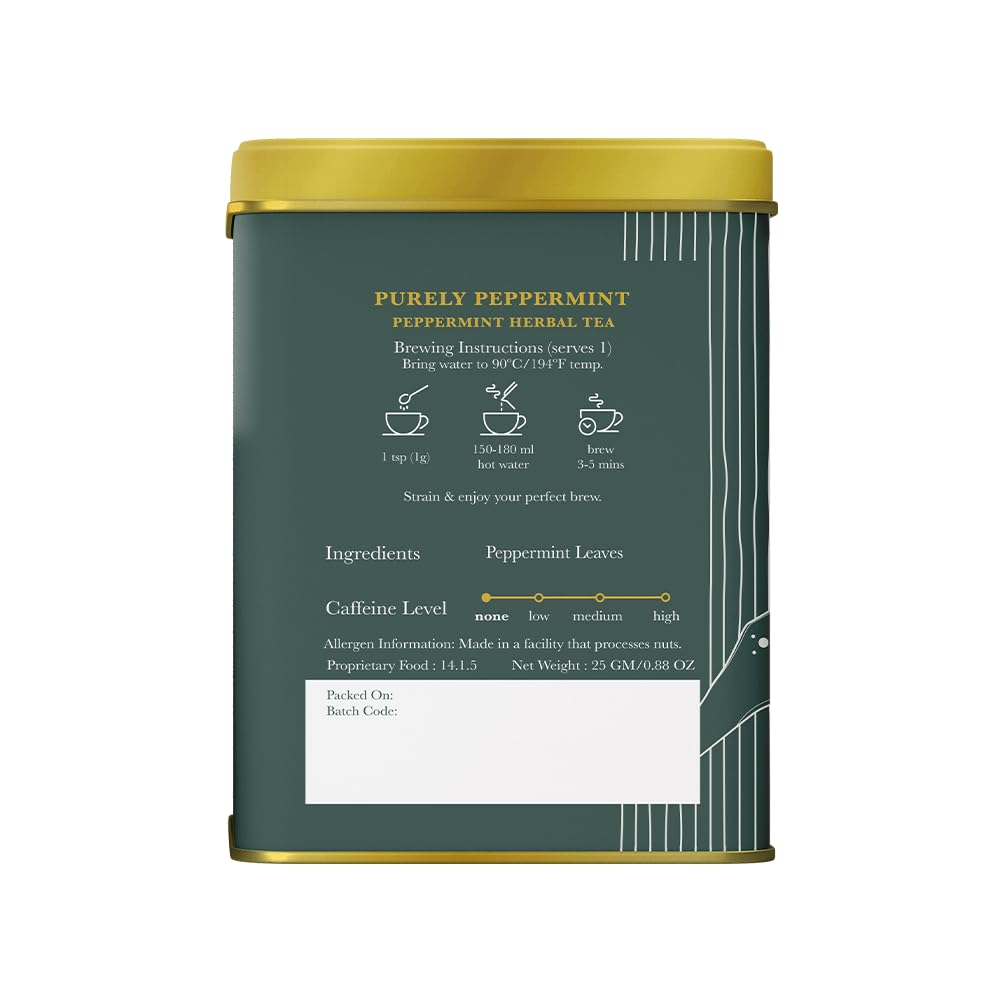 Luxmi Estates Purely Peppermint Herbal Tea 25gm Tin, 0.8 Ounce + Vanilla Spice Chai Black Tea 100gm Tin, 3.5 Ounce | USDA Certified Organic Tea - Caffeine Free Tea For Energy Luxmi Estates Purely Peppermint Herbal Tea 25gm Tin, 0.8 Ounce + Vanilla Spice Chai Black Tea 100gm Tin, 3.5 Ounce | USDA Certified Organic Tea - Caffeine Free Tea For Energy