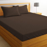 Premium Cotton Double Bedsheets King Size With 2 Pillow Covers - Size-90x100 Inches, Brown | Breathable Long Lasting Light Weight Wrinkel Free Bedsheet