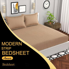 Cotton Double Bedsheet With 2 Pillow Cover - 90 X 90 Inches, Beige | Suitable For All Seasons & Easy To Wash | Bedding Set For Daily Use