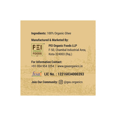 Organic Cow Ghee By Gau Organics | Natural Hand Made Curd Churned Desi Cow Ghee Good For Brain Health | (250ml) 8.4 Ounce | Tin Pack