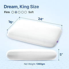 Ultimate Deep Sleep Pillow, White Pillow, King Size - 5 Inch | Orthopedic Grade Gel Memory Foam For Neck & Shoulder Pain Relief | Includes Bamboo Pillow Cover, Bed Pillow - Pack Of 1