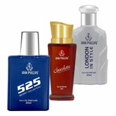 John Phillips 525 + Chocolate + London In Style 60ml 2 Fl.oz. Eau De Parfum Each Pack Of 3 For Unisex | Perfect For Gifting