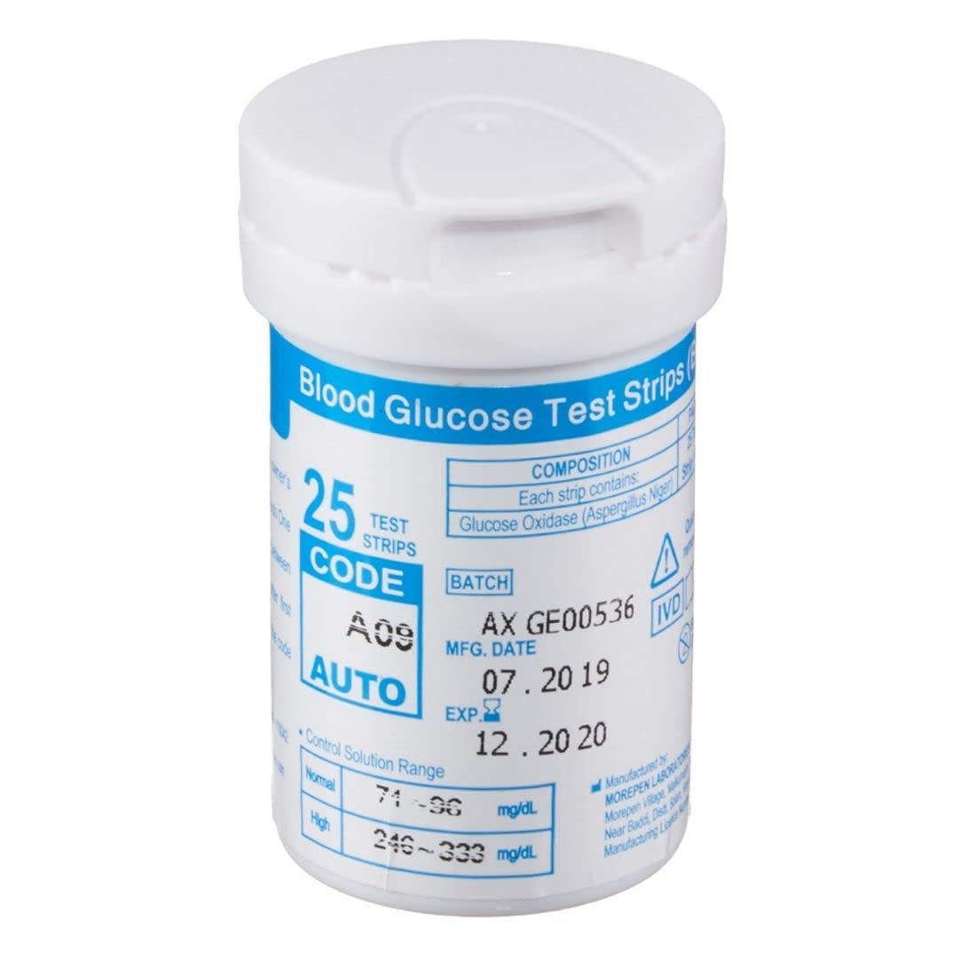 Dr. Morepen BG-03 Blood Glucose Test Strips, Pack of 25 (No Glucometer) Dr. Morepen BG-03 Blood Glucose Test Strips, Pack of 25 (No Glucometer)