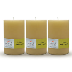 PILLAR CANDLES SMOKELESS & DRIPLESS WAX CANDLES SET OF 3 PERFECT FOR HOME DECOR