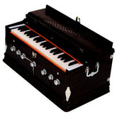 Musical Instrument Harmonium With Keyboard Cover With Lock - 39 Keys, 3 1/4 Octave, 7 Stopper (5 Stops 2 Drones), Two Reeds (Bass+ Male) | Two Side Carry Handles, Jaali Frame On Keys