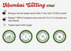 Tattva Adih Mumbai Cutting Chai - 100gm Pouch, 3.5 Ounce, 50 Cups | CTC Blended With Elaichi, Ginger, Black Pepper - Premium Blend In Airtight Container