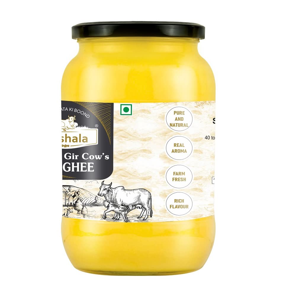 Pure Premium A2 Gir Cow'S Ghee By Goshala | Rich In Vitamin A & Healthy Nutrients Desi Ghee Perfect For Eyes | (1 Litr) 33.8 Ounce | Jar Pack Pure Premium A2 Gir Cow'S Ghee By Goshala | Rich In Vitamin A & Healthy Nutrients Desi Ghee Perfect For Eyes | (1 Litr) 33.8 Ounce | Jar Pack