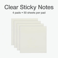 Clear Sticky Notes, Clear Sticky Notes 3 X 3 Inch - 4 Pads, 50 Notes Per Pad, 200 Sheets