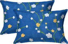 Elastic Fitted Printed King Size Double Bedsheet With 2 Pillow Cover | 72 X 78 X 6 Inches, Blue & White | 100% Pure Super Soft Glace Cotton With 210 Thread Count
