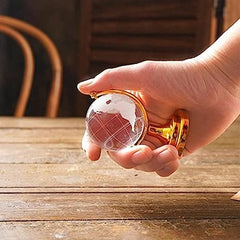 Fengshui Crystal Globe With Golden Stand For Positive Energy Success Good Luck & Prosperity Vastu Remedy (6 Cm Height) Glass, Golden Stand, Pack Of 1